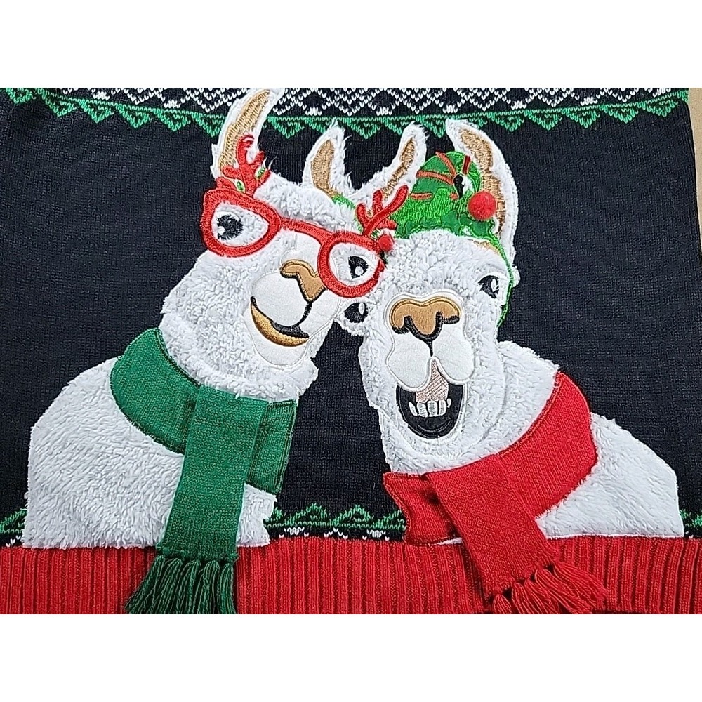 Blizzard Bay MR. AND MRS.‎ LLAMA Sweater Long Sleeve with SCARVES, SUNGLASSES M